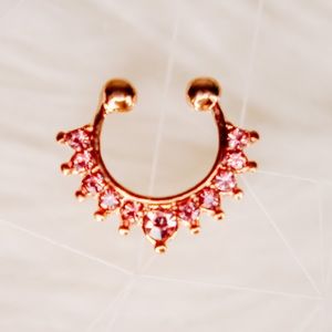 rose gold/pink rhinestone faux septum ring